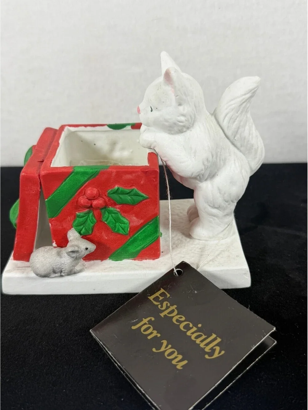 Vintage 1989 House of Lloyd Christmas Cat Mouse Candle Holder S-17